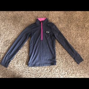 Under Armour Gray and pink light pullover YXS